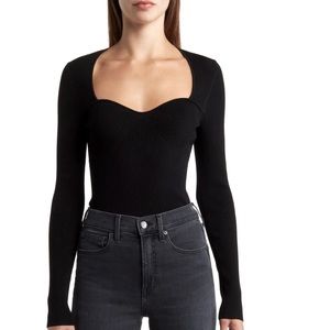 Veronica Beard Gladys Sweetheart Neckline Ribbed Knit Pullover Top Size Large